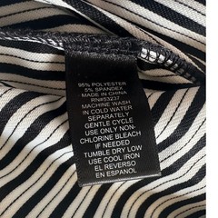 Mlle Gabrielle Black White Striped Half Zip Tie Waist Shirt Dress Sz Large NWT
