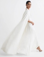 REISS Grace Maxi Dress With Cape in White Size UK 10