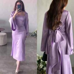 Button Bow Christmas A-line Square Neck Bespoke Occasion Gown Midi Dresses