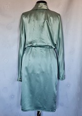 DRESS AUTHENTIC MICHAEL STURM SOLID AQUA BLUE SATIN SILK WOMENS US 14 EU 42