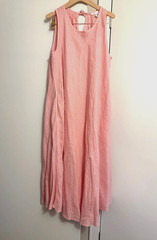 Hugo Boss Relaxed linen Soft Pink Sleeveless Maxi Dress Pockets Back Tie size 10