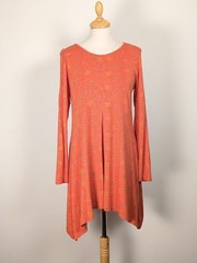 Gudrun Sjoden Polka Dot Orange Jersey Dress M UK 12 Asymmetrical Micromodal
