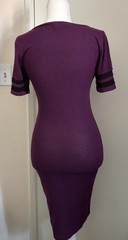 Popular Basics Purple V-Neck Short Sleeve Bodycon Knit Dress Striped Sleeves S