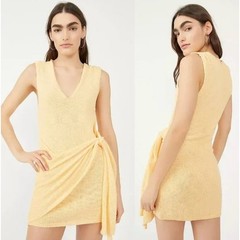 FREE PEOPLE FP Beach Yellow Poppy Cotton knit Wrap Dress Swim Cover up Large