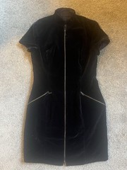 Finity Studio Black Velvet Dress Short Sleeve Size 8