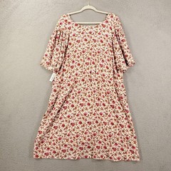 New Old Navy Dress Womens 3X Creme Floral V Neck Just Above Knee Boho NWT