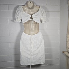 Sabo Australia Skirt Linen Cutout Puff Mini Dress Small Resort LWD Party