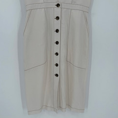 Dolan Tencel Linen Button Front Midi Dress Short Sleeve Ivory Wonen Size Large