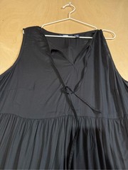 Lands End Black Sleeveless Tie Neck Tiered Maxi Dress – Size 1X