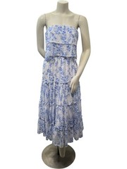 1. State Dress Womens Size Large White Blue Floral Strapless New Cinch Waist