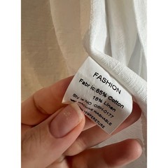 White Cotton Linen Blend Button Down Shirt Dress Two Pockets Small