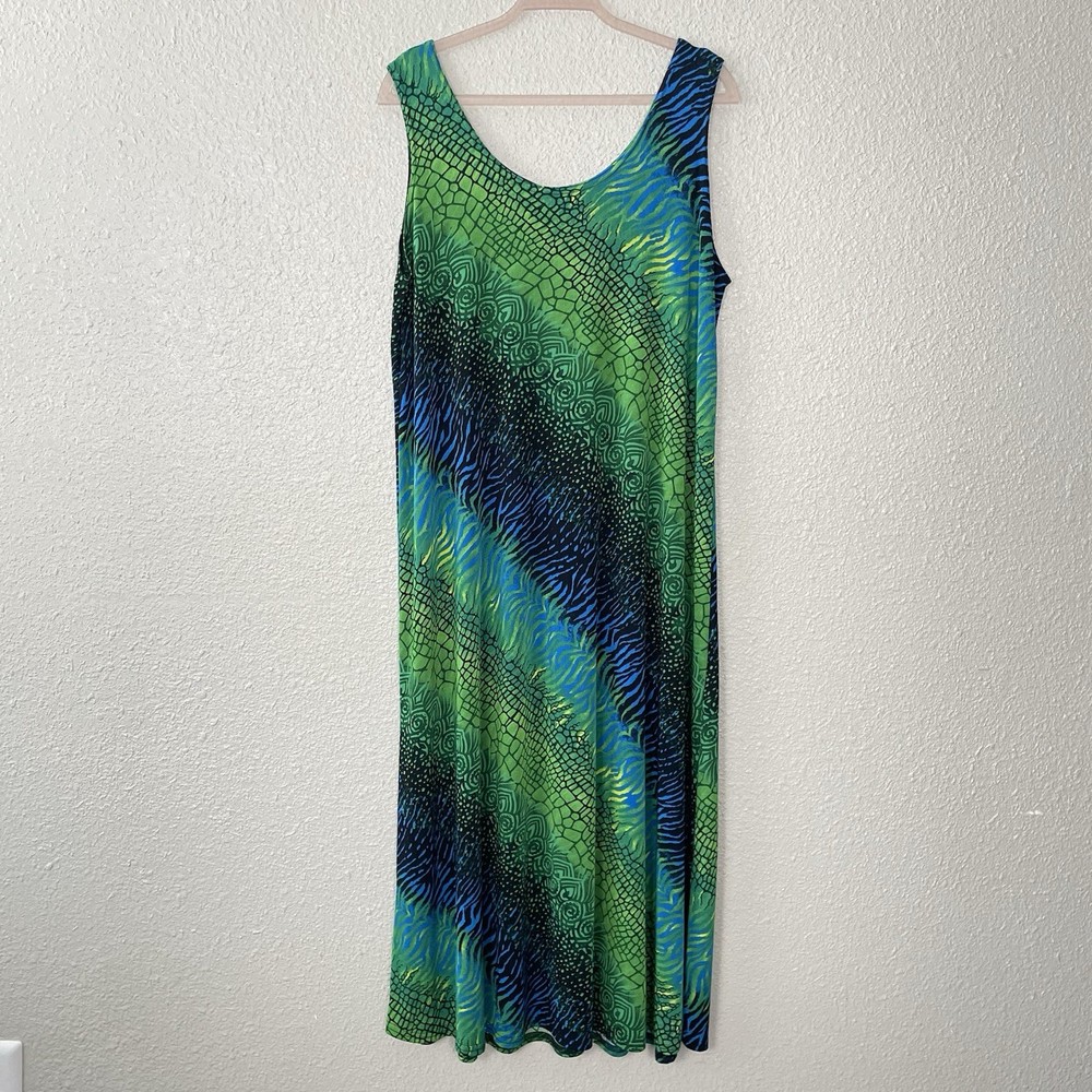 Jostar Travel Knit Maxi Dress Plus 2XL Slinky Zebra Snake Resort Maximalist
