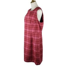 On 34th Mini Dress Womens Plus 14W Pink Plaid Tweed Wool Blend Sheath NWT