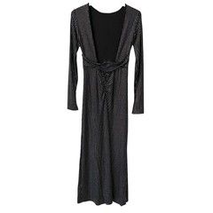 NWT Revolve WeWoreWhat Black Rhinestone Long Sleeve Open Back Maxi Dress Size 0