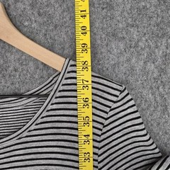 J Jill Dress Womens L Gray Stripe Long Sleeve Jersey Knit T Shirt Shift Pockets
