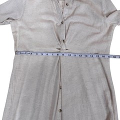Sim & Sam Twist Front Button Down Dress Womens Large Beige Rayon Linen Midi NWT