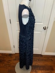 AKRIS Punto Ink Blue 3D Pedal Body Sleeveless Midi Dress NWT, Size 10