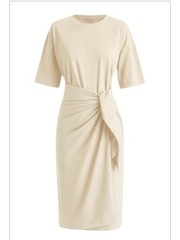 Modern Citizen Noa Knit Wrap T-Shirt Dress Almond Cream Beige Minimalist Medium