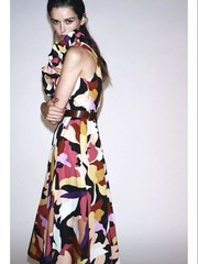 New ZARA printed pattern frilled multicolor long dress