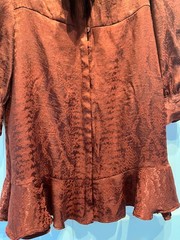 Express Brown Snakeskin Pattern Silky Ruffle Tie Neck Front Button Up Dress SP