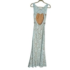Deb 2000’s Lace Overlay Blue Open Back Cut Out Rhinestone Formal Maxi Dress 7