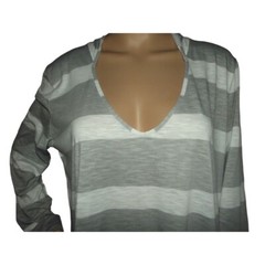 Merona Size Small Dress Striped Gray/White lightweight hoodie cover up hooded