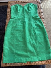 A.J. Bari Strapless Green Brocade Boned Cocktail Dress Sz 8/10