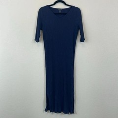 Eileen Fisher ribbed knit maxi dress dark blue size small