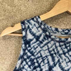 AnyBody Dress Womens Small Blue White Tie Dye Sleeveless Asymmetrical Hem- 3469*