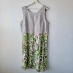 J. Jill women&rsquo;s linen cotton blend tank dress size L striped floral Shift Linend