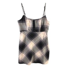 Urban Outfitters Keya Plaid Mini Dress Women M Black Gray Hook & Eye Grunge Chic