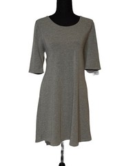Cable & Gauge Gray Tunic Dress Size L Rayon Blend Stretch Knit Elbow Sleeve