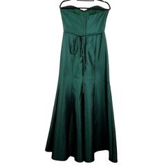 Alfred Sung D742 Strapless Hunter Green Sateen Twill Belted Dress Size 12 NWT