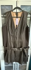 Wild Fable Brown Solid Twill Mini A-Line Dress V-Neck Sleeveless Belted XL