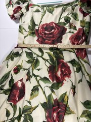 Betsey Johnson Floral Midi Tea Party Dress Womens 6 Ivory Red Rose Wedding Chic