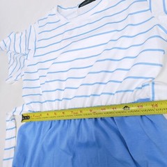 Merokeety Womens Dress M Blue White Stripe Short Sleeve Tied Pocket Nautical