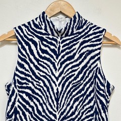 J. McLaughlin Delaney Montego Sheath Dress Large Navy Zebra Scuba Sleeveless
