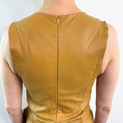Kirrily Johnston Size 8 Aus 4 US Mustard Brown Leather Mini Wrap Dress Vintage