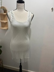 White Textured Mesh Mini Dress – Slinky & Chic