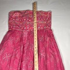 Cynthia Steffe Strapless Dress Womens 12 Pink Embroidered Floral Boho Festival