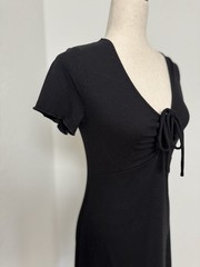BP Tie Front Lettuce Edge Minidress Black Size Medium