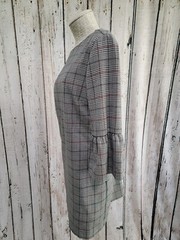 Zara Women&rsquo;s Size M Plaid Ruffle Bell Sleeve Mini Shift Dress Black White EUC
