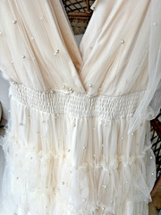 Mable Candice Pearl Embolished Cream Tulie Mini Dress/Bachelorette Dress/SIZE L