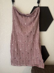 Forever 21 Pink Lace Sequin Lined Pull-On Mini Skirt Solid Women’s L