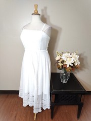CITY CHIC White Adjustable Straps Fit/Flare Textured Belted Dress-18