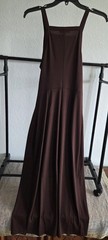 BCBGeneration Brown Solid Knit Maxi Dress 8 Square Neck Draped Stretch Pullover