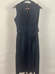 Eliza J New York Navy Blue Pleated Ruffle Sleeveless Dress – Size 12