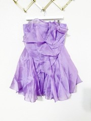 Sonya Moda Rosa Strapless 100% Silk Organza Ruffle Rosette Flower Dress Size XL