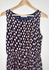 Anthropologie Hazel Women’s Silky Owl Print Dress Pleated Skirt Maxi Large 8 10