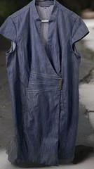 Vtg Sandra Darren Denim Snap Button Buckle Dress 20w Western Modest Corpcore BBW